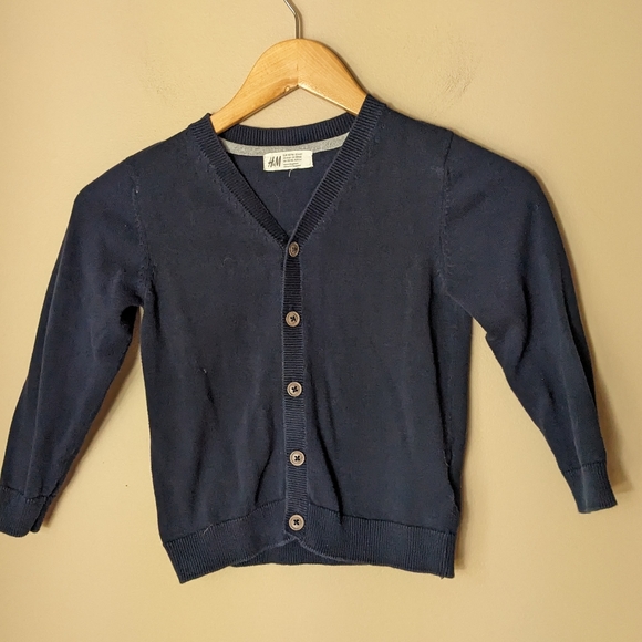 H&M Kids Blue Button-Down Long Sleeve V-Neck Cardigan Size 4-6 - Picture 1 of 4